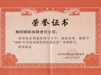 質(zhì)量管理先進單位